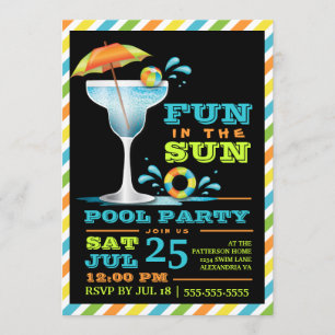 Invitation Amusement d'adultes à Sun Pool Party Cocktail Invi