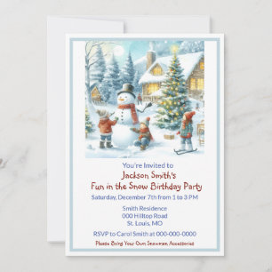Invitation Amusement dans la neige Anniversaire d'enfants 