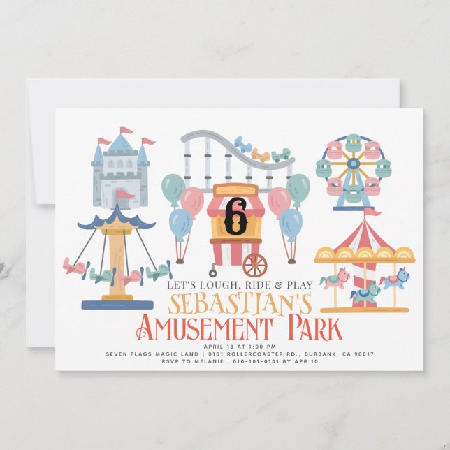 Invitation Amusement Park Anniversaire des enfants (Devant)
