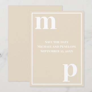 Invitation Amusement tendance Monogramme Champagne Beige Enre