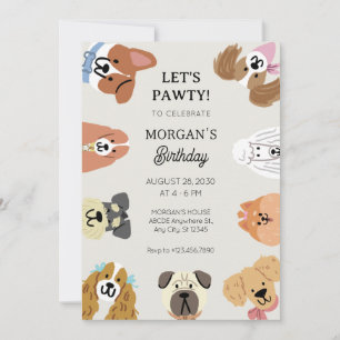 Invitation Amusez toutes sortes de chiens tête anniversaire