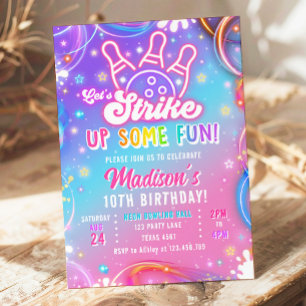 Invitation Amusons-nous au Bowling Fille Anniversaire