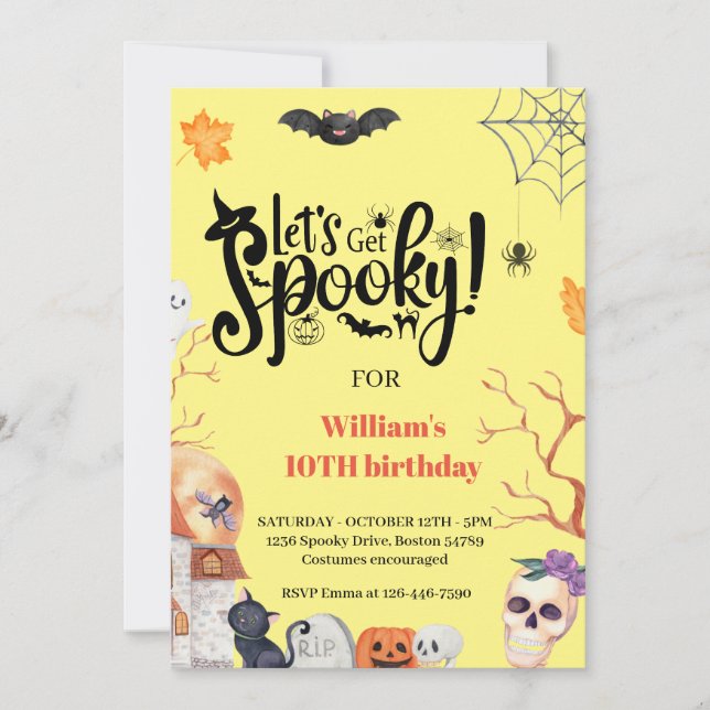 Invitation Amusons-nous Éffrayants Enfants Halloween Annivers (Devant)