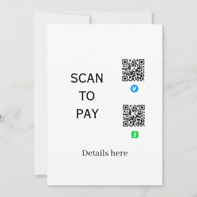 Invitation analyser pour payer les détails du code QR venmo c (Devant)