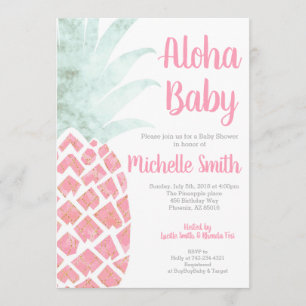 Invitation Ananas Aloha Baby shower de fruits tropicaux d'été