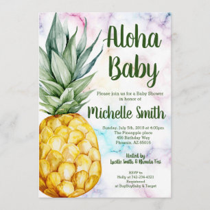 Invitation Ananas Aloha Baby shower de fruits tropicaux d'été