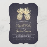 Ananas doré Mariage moderne Couple Marine bleu