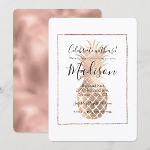 Invitation Ananas en verre d'or