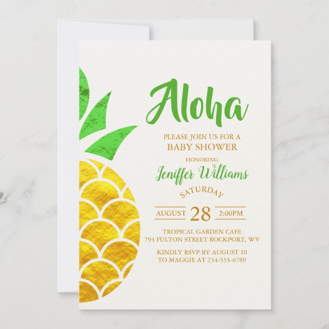 Invitation Ananas géométrique en or Foil | BABY SHOWER  (Devant)