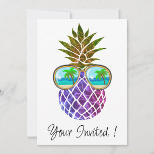Invitation Ananas rétro boho avec lunettes de soleil
