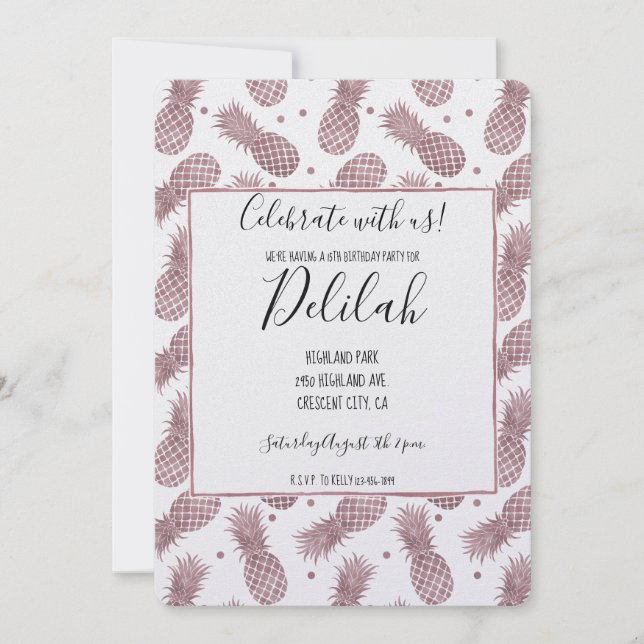 Invitation Ananas rose (Devant)
