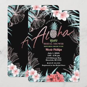 Invitation Ananas tropical Aloha Luau botanique d'or rose