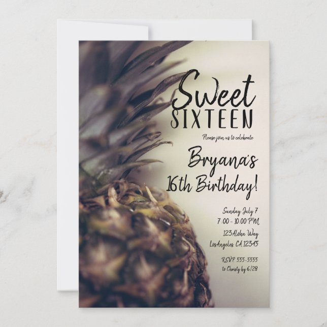 Invitation Ananas Tropical Elegant Beach Sweet 16 Party (Devant)