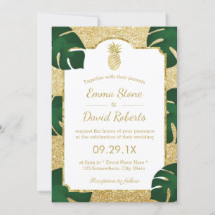 Invitation Ananas Tropical Mariage moderne Parties scintillan