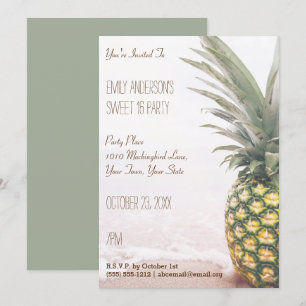 Invitation Ananas tropical Plage d'été Sweet 16 Anniversaire