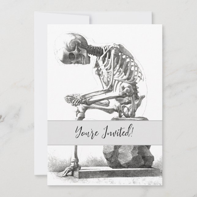 Invitation Anatomie squelette antique : médical Halloween got (Devant)