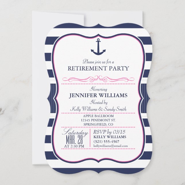 Invitation Ancho nautique ; l Parti de retraite Marine et Ros (Devant)