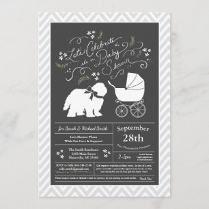 Invitation Ancien Baby shower anglais de chien de chien de ga