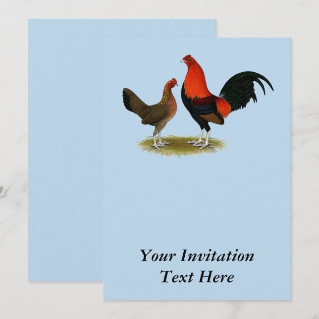 Invitation Ancien jeu anglais Bantams : BB Red Pair (Devant / Derrière)