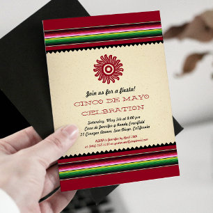 Invitation Ancien Mexicain Sun Serape Cinco de Mayo Party