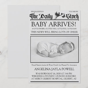 Invitation Ancien style noir & blanc Annonce de naissance