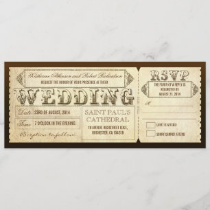 Invitation Anciens Billets de Mariage avec RSVP