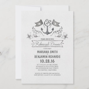 Invitation Ancrage nautique Dîner de répétition vintage sur l