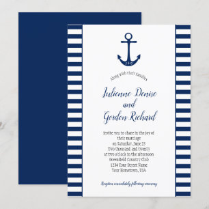 Invitation Ancre Bleu Bleu Blancs Mariages nautiques