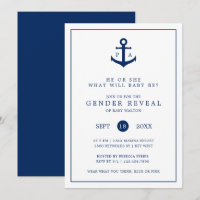 Ancre bleu marine Monogramme Révélation de genre