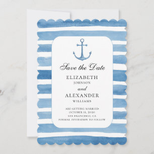 Invitation Ancre bleue pour sauver la date. Mariage sur yacht