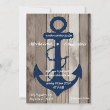 Ancre bleue Rustic Wood Marine Mariage nautique