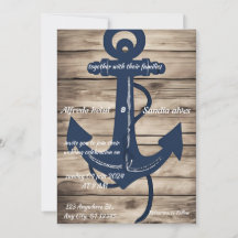 Ancre bleue Rustic Wood Marine Mariage nautique