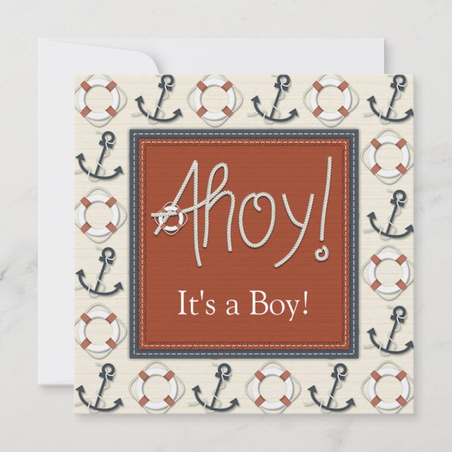 Invitation Ancre Cercle de vie garçons Baby shower nautique (Devant)