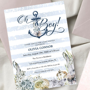 Invitation Ancre d'aventure nautique Oh Boy Boho Baby shower