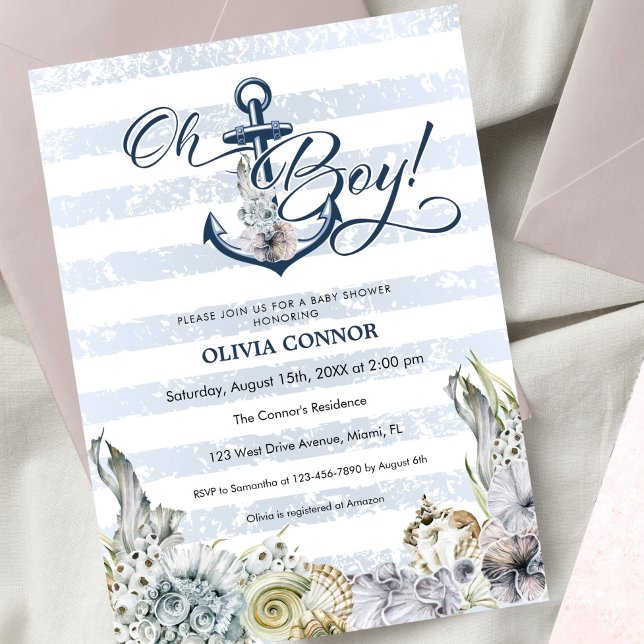 Invitation Ancre d'aventure nautique Oh Boy Boho Baby shower (Créateur téléchargé)