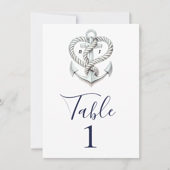 Invitation Ancre de cordes cardiaques nautiques Coastal Numér (Devant)