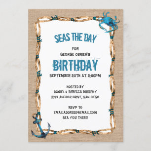 Invitation Ancre de jour et anniversaire du crabe