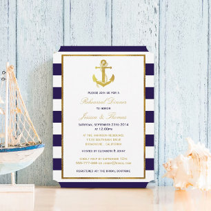 Invitation Ancre d'or nautique Dîner de répétition de la Mari