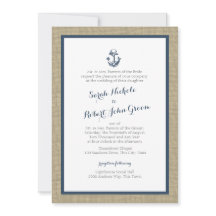 Ancre et Burlap Marine Blue Rustic Mariage