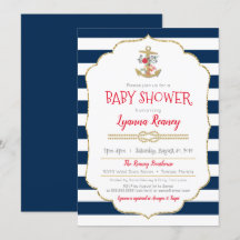 Ancre florale marine Baby shower bleu rouge