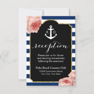 Invitation Ancre Florale vintage Réception de mariage moderne