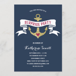 Invitation Ancre Glam   Nautical Surprise Anniversaire