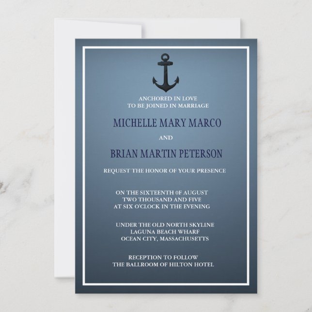 Invitation ANCRE l Destination nautique Thème Mariage Invit (Devant)