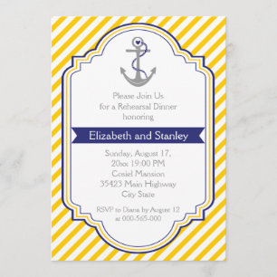 Invitation Ancre mariage nautique jaune