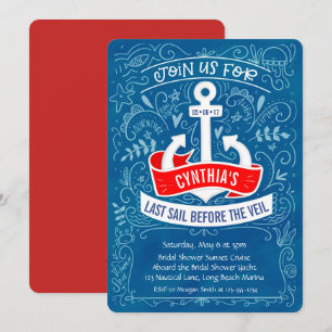 Invitation Ancre Nautical Fête de l'mariée Cruise