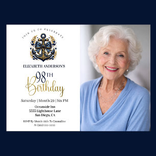 Invitation Ancre Nautionale Bleue et Or 98e Anniversaire Phot