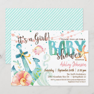 Invitation Ancre nautique Baby shower invitation, Fille
