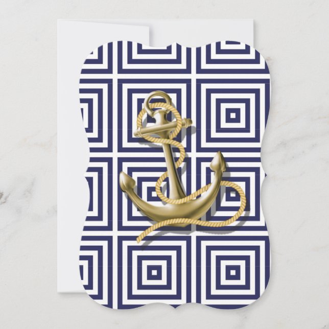 Invitation Ancre nautique de très bon goût de motif grec de (Devant)