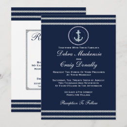 Invitation Ancre nautique, Mariage de marine