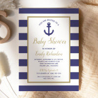 Ancre nautique Marine Blue Stripes Baby shower gar